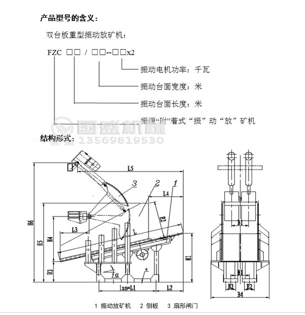 振動(dòng)放礦機型號含義